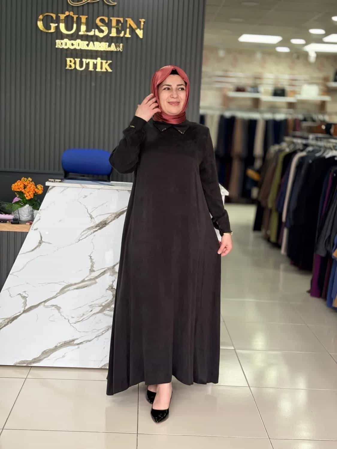 İPEK KUPRA GML YAKA ELBİSE