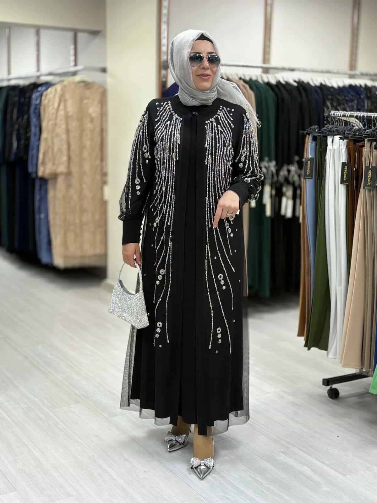 TAŞ DETAYLI ABAYA