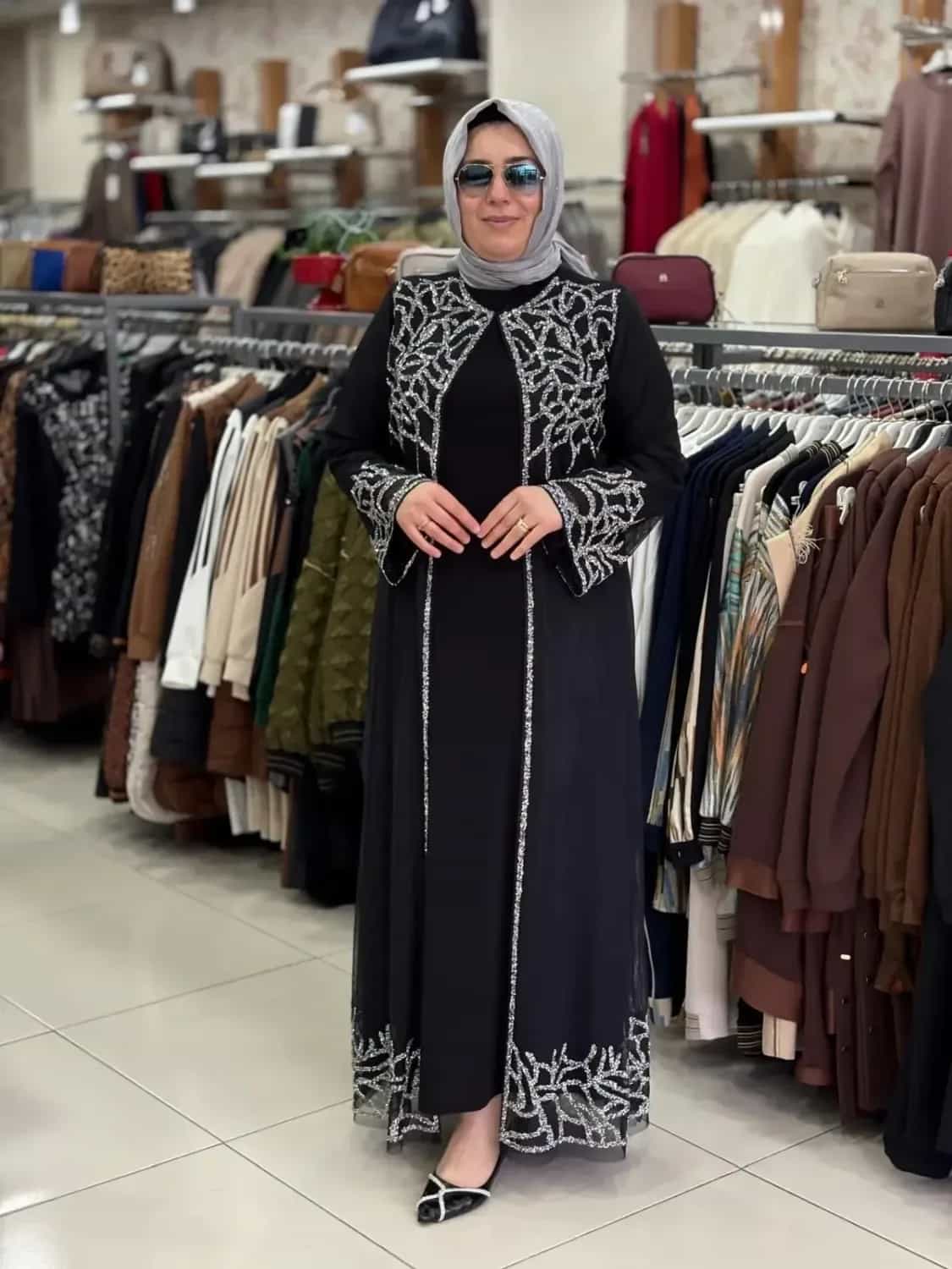 TAŞ DETAYLI ABAYA