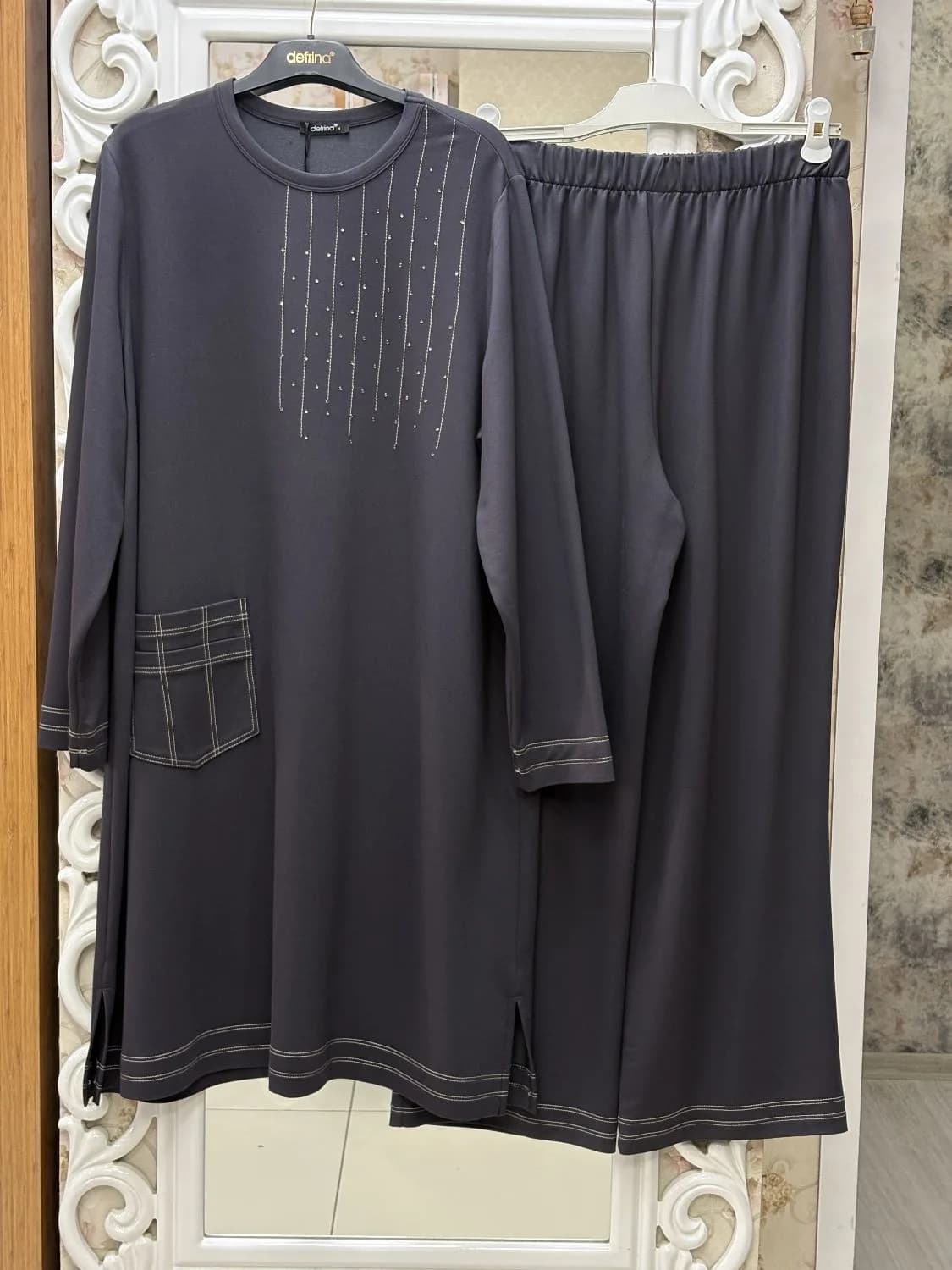 TAKIM PANTOLONLU TAŞ DETAYLI