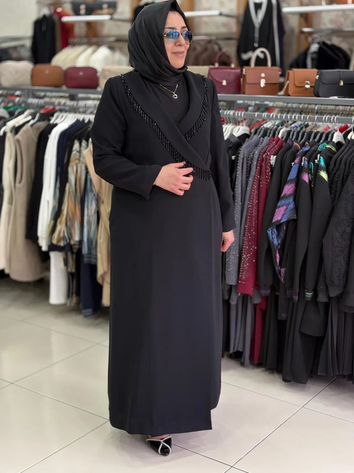 YAKA DETAYLI CEKETLİ ABAYA