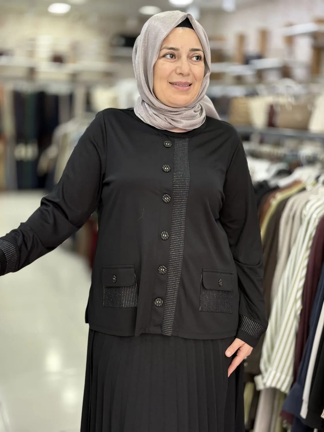 BLUZ SİMLİ ÇİZGİ DETAYLI