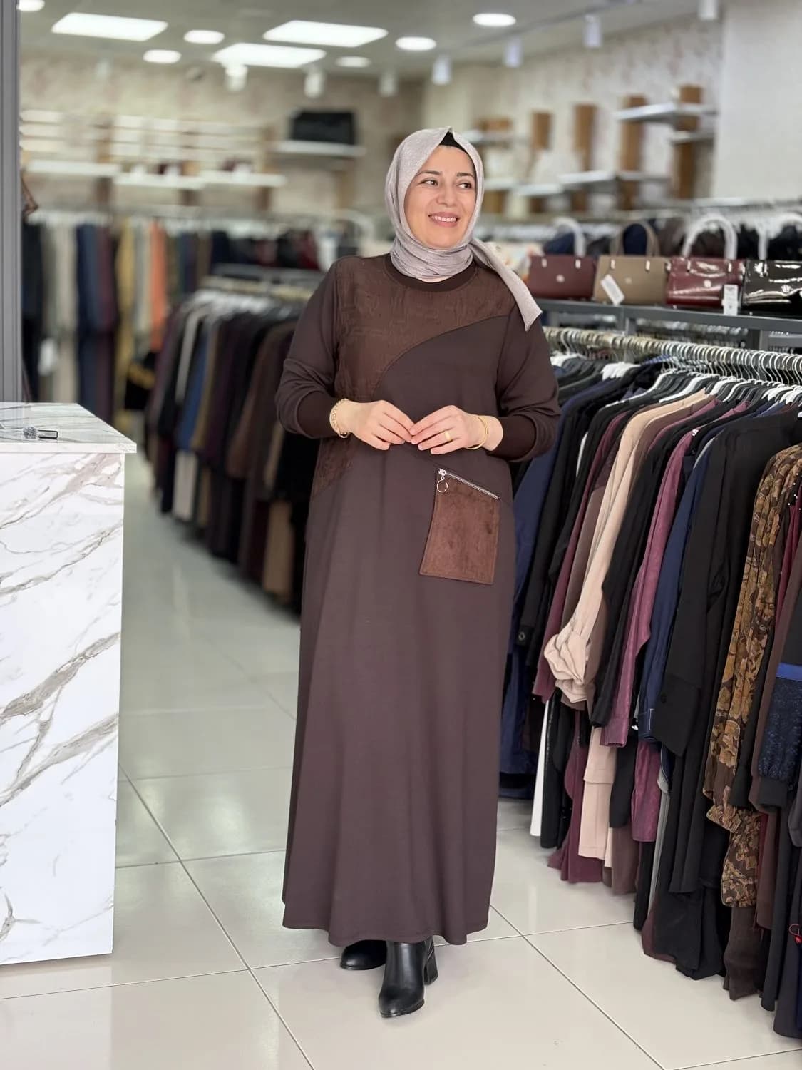 ELBİSE SÜET CEPLİ JKR DETAYLI