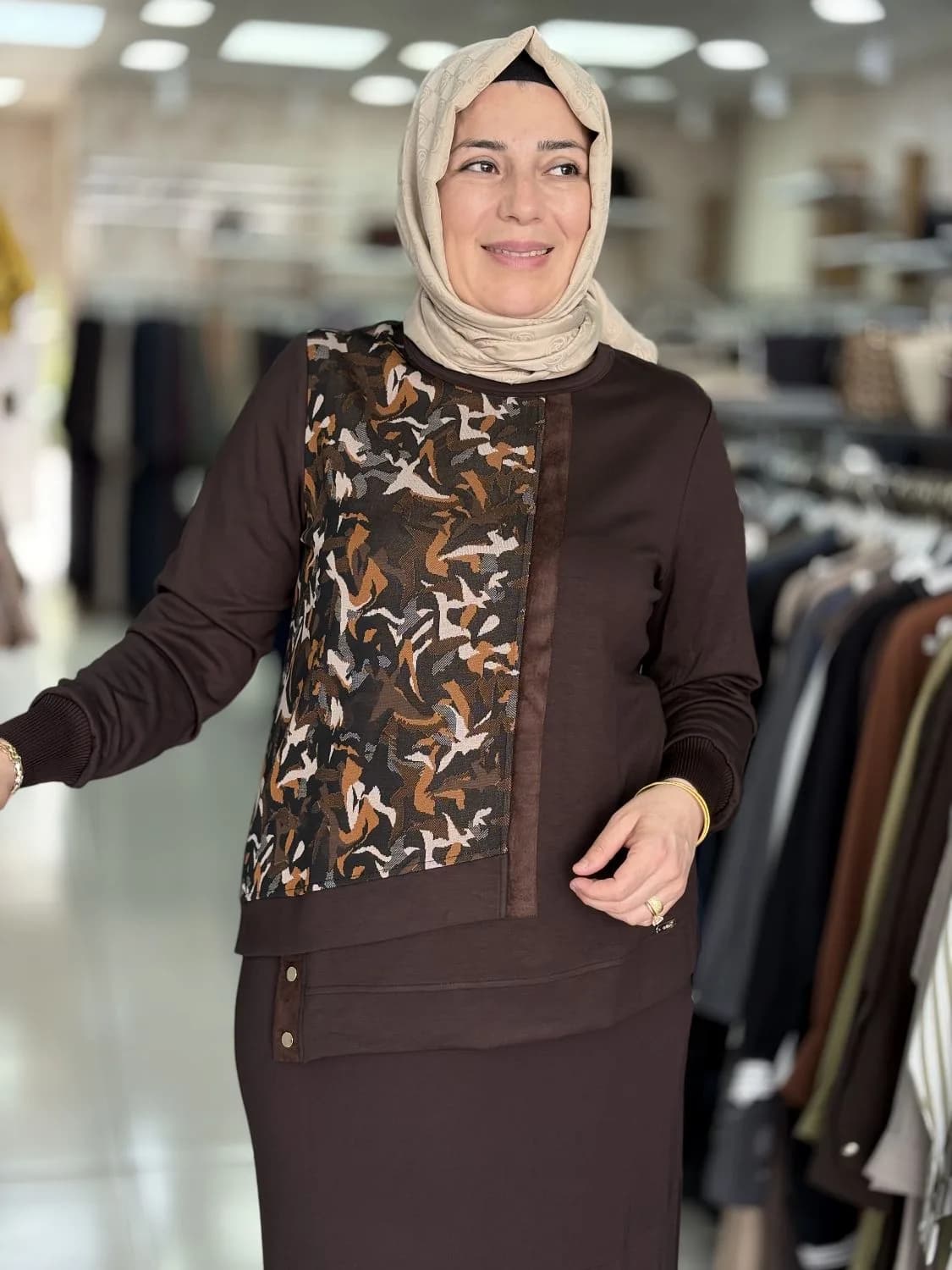 BLUZ TEK TARAFLI KAMUFLAJ DESENLİ